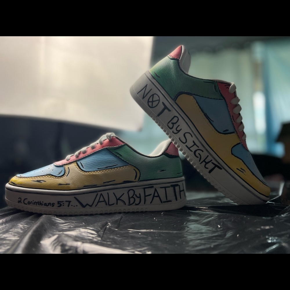 Women’s Casual Multi-Color Customized Faded Sneaker w/Bible verse